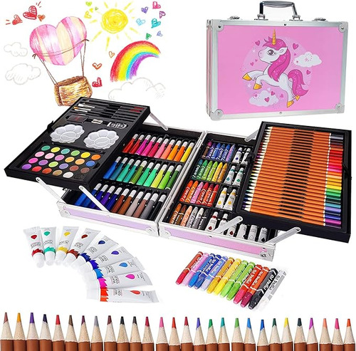 Estuche Rosa Portafolio Colores Dibujo