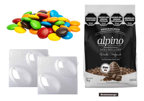 Set Huevos Pascuas Choco Alpino 1kg Moldes Confites 