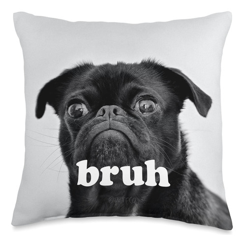 Lvtfco Cute Dog Fashion Pug Says  Bruh   Adorable Almohada