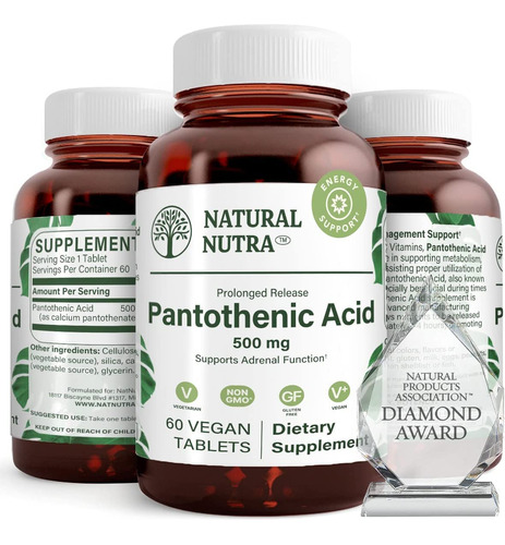 Natural Nutra Time Release Acido Pantotenico 500 Mg, Supleme