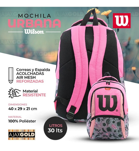 Imagen 4 de 10 de Mochila Wilson Mujer Urbana Deportes Gym Porta Notebook