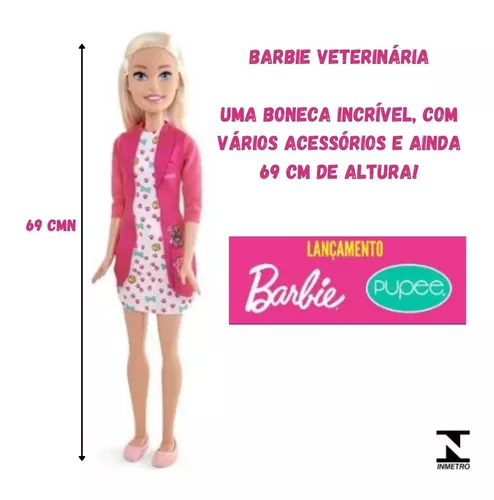 Boneca Barbie Veterinária 70 Cm Grande Divertida Lançamento