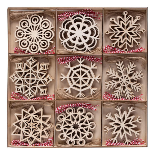 Joiedomi 36 Pcs Snowflake Madera Adornos Navideños Adornos C