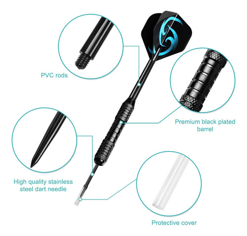 Darts De Punta De Acero De Accmor, 12 Pcs Metal Darts, 24 G