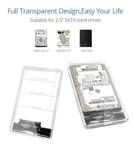 Imagen 5 de 9 de Caja Externa Disco Duro Externo 2.5 Usb 3.0 Transparente