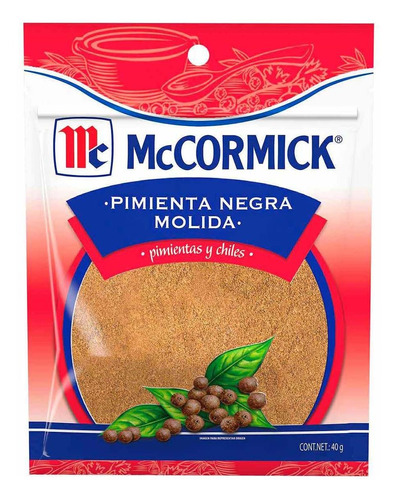 Especias Mccormick Pimienta Negra Molida 40g