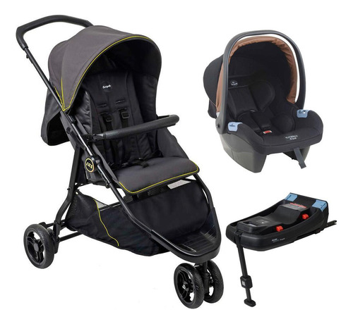 Carrinho De Bebê Cr3 Gray Neon Bebê Conforto E Base Isofix