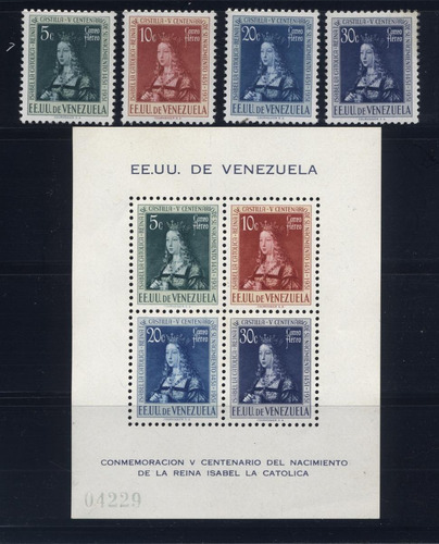 Serie Estampillas  Venezuela  1951 Reina Isabel La Catolica