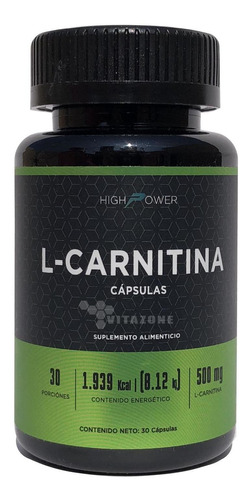 Imagen 1 de 3 de Carnitina 500 Mg 30 Cápsulas High Power.
