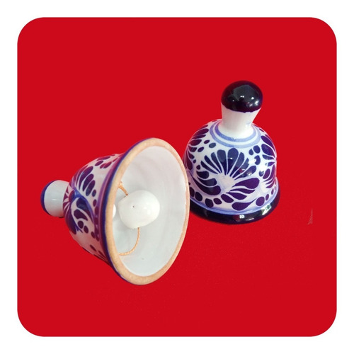 Imagen 5 de 6 de Set 30 Campanas Azul 6x5 Cm Talavera Poblana Recuerdos Cmp