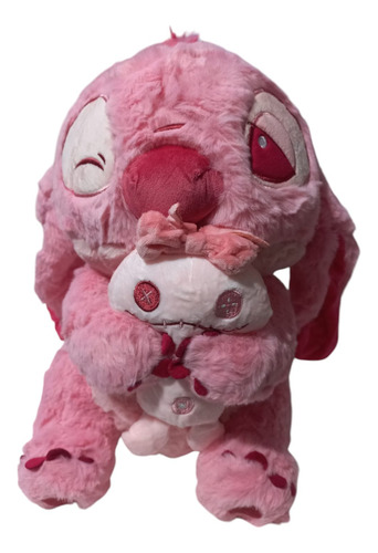 Peluche Stitch Rosa (angela), De Pelo Largo Con Trapo, 35cm Rosa