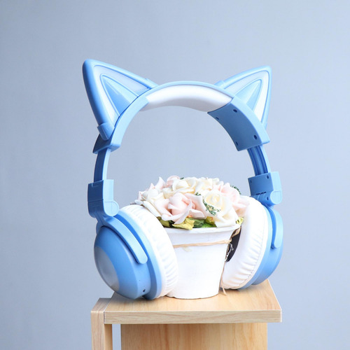 Luminous Cat Ear Auriculares Bluetooth Auriculares Azul