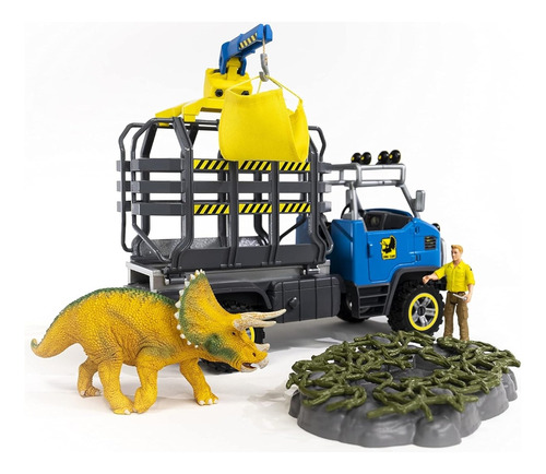 Dinosaurios Triceratops Con Vehiculo De Transporte