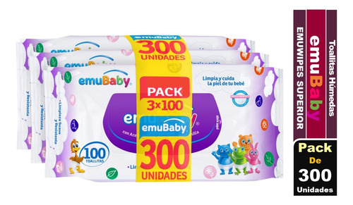 Toallitas Húmedas Emubaby Emuwipes Superior 300 Un