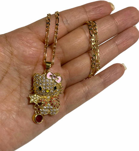 Collar Tipo Cartier Dije Hello Kitty Zirconias Regalo Niñas