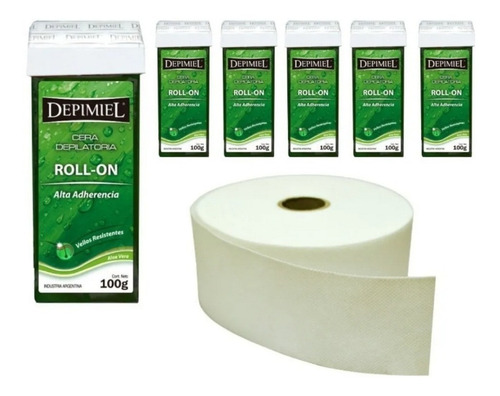 Kit 6 Roll On Aloe Depimiel + Bandas En Rollo X 50 Mts