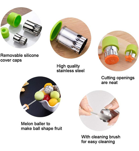 Juego De 12 Moldes Para Cortar Frutas Y Verduras Con Cuchara