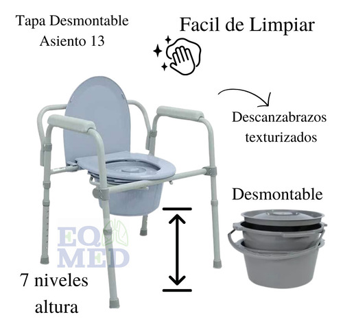 Silla Comodo 3 En 1 | Silla Para Baño Con Inodoro Plegable