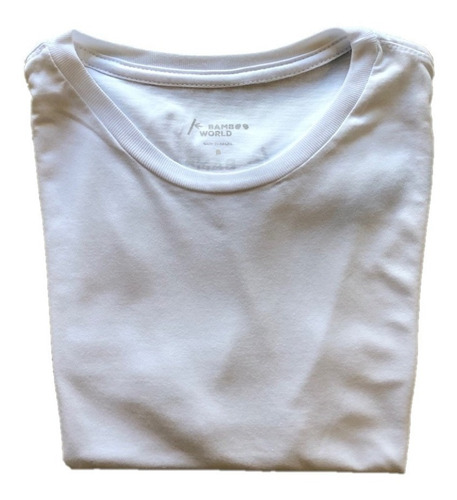 Imagem 2 de 5 de Camiseta Viscose De Bambu Branca Lisa Bamboo World
