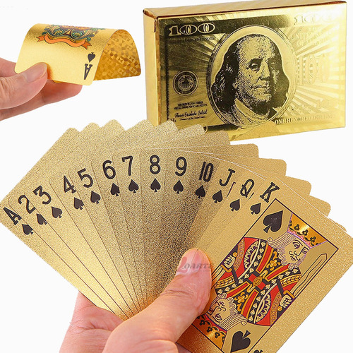 Baraja Poker  Dorado Plata Naipes Pvc Impermeable