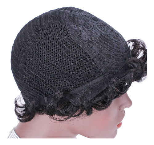Peluca De Tumor Rizada Negra 100% Cabello Humano