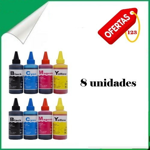 Imagen 1 de 1 de Tinta Impresión Univ 100ml Pack 4 Colores X 2hp Epson Canon 