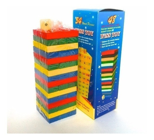 Jenga De Madera X 48 Unidades De Colores Wiss Toy