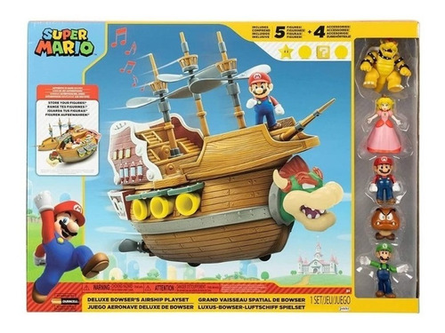 Super Mario Aeronave Deluxe De Bowser + 5 Personajes 2.5 