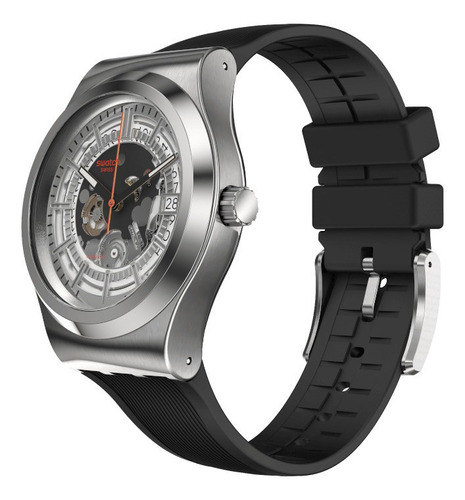 Reloj Swatch Sistem Through Again Yis431 Color de la correa Negro Color del bisel Gris