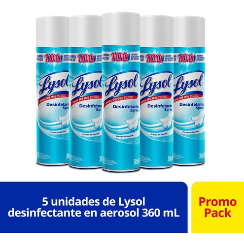 Lysol Desinfectante En Aerosol Crisp Linen 369ml X 5 Und