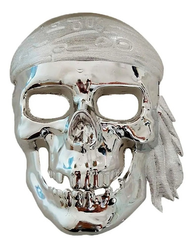 Mascara Calavera Pirata Metalizada Plateada Dorada Halloween