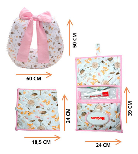 Kit Almofada Amamentação+ Porta Fralda Menino Menina 2 Peças Fox