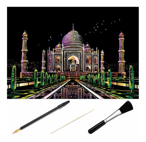 Exceart Scratch Adulto Paint Taj Mahal Picture & 3pcs Arte