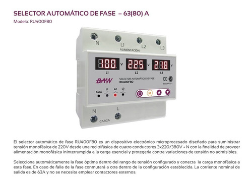 Imagen 5 de 9 de Selector Automático De Fase Protector De Tension Ru400f80
