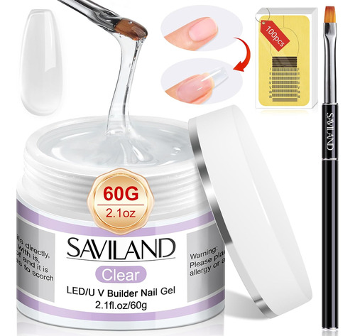 Kit De Gel De Uñas De Saviland Builder - 60 G Clear Nail Ext