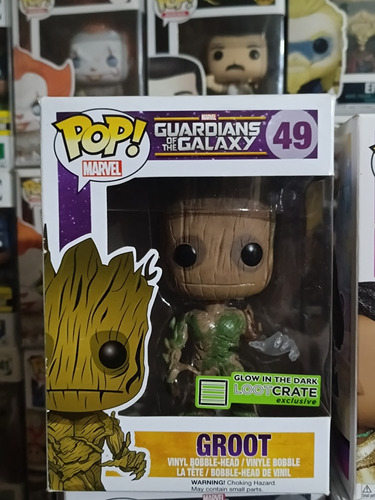 Funko Pop Groot # 49 Loot Crate Exclusive Glow In The Dark 