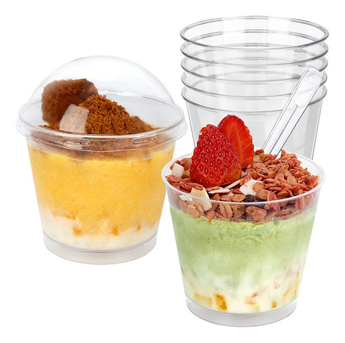 Hawhawtoys Tazas De Postre Con Tapas De Cupula Y Cucharas, P