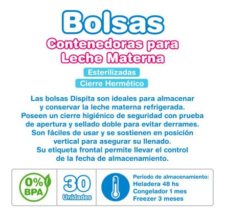 Imagen 4 de 4 de Bolsas Contenedoras De Leche Materna X30 Unidades Con Cierre