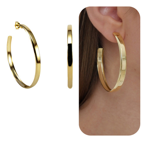 Brinco Argola Grande Gabs Folheados Ouro 5.5cm Dourado
