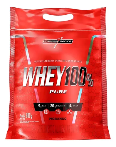 Whey 100% Pure Pouch 1,8kg Morango Integralmédica Morango