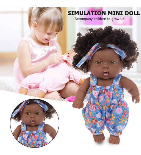 Navidad Muñeca Reborn Black Con Pelo Rizado, Vinilo Realista