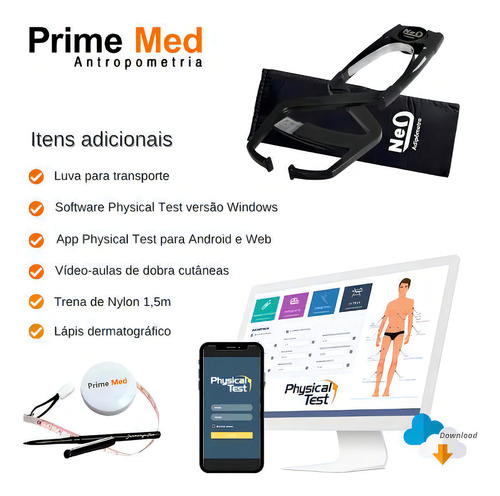 Adipometro Clinico Prime Med Neo Preto Com Software Web