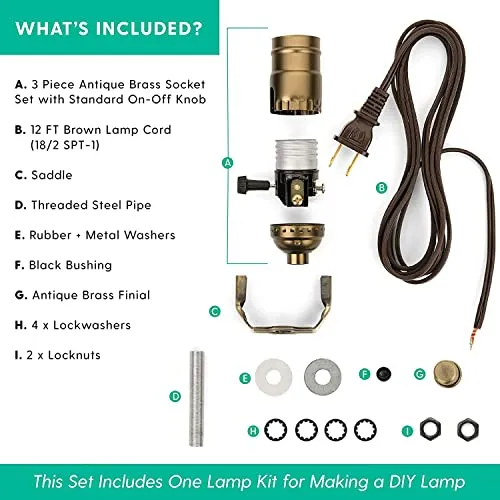 Kit De Cableado Para Lámpara «i Like That Lamp», Latón Envej