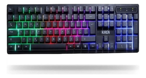 Teclado Gamer Kiren Kr-6300 Led Rgb Abnt2 Usb