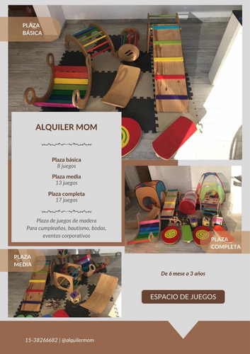 Alquiler Plaza Blanda Madera Montessori Pikler Juegos