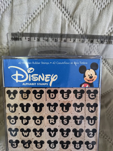 Kit Carimbos Disney Mickey Mouse Letras Números Original Azul Bege