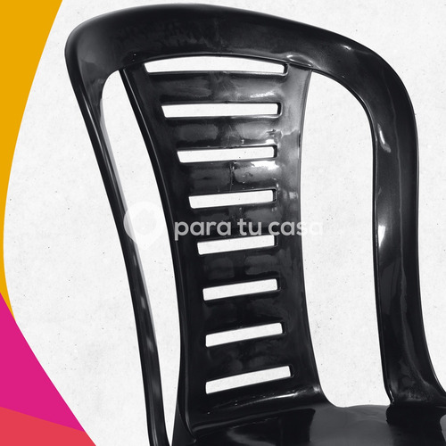 Imagen 2 de 10 de Silla Plástica X 8 Apilable Reforzada Negro Reina Quality