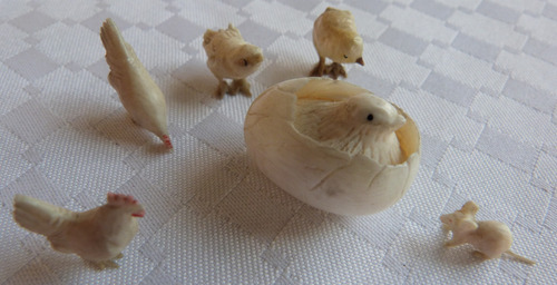 Monijor62-antiguo Talla China Miniaturas Pollito Rata Gallin (Usado)