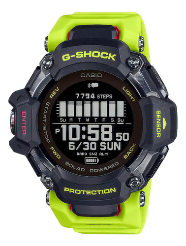 Reloj Casio G-shock Gbd-h2000-1a9dr Color De La Correa Verde Pera Color Del Bisel Negro Color Del Fondo Negro