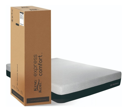Imagen 3 de 3 de Colchón 2 plazas de espuma King Koil Express Comfort G24 blanco y negro - 140cm x 190cm x 24cm